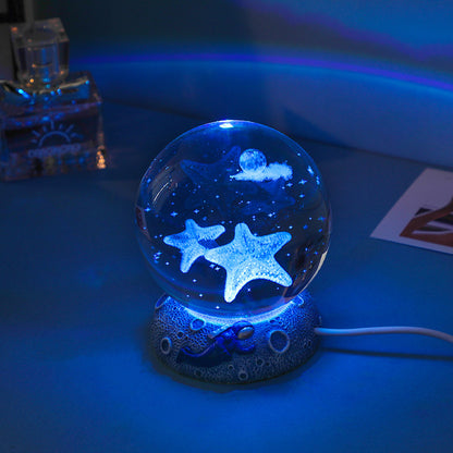 Crystal Ball with Luminous Resin Base - Elegant Decorative Piece