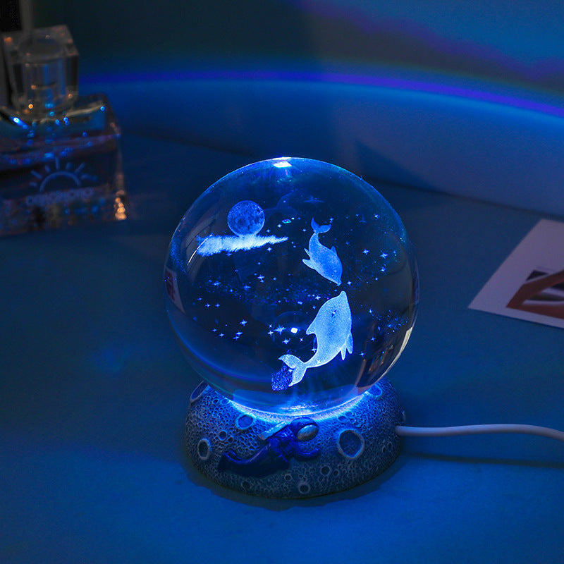 Crystal Ball with Luminous Resin Base - Elegant Decorative Piece