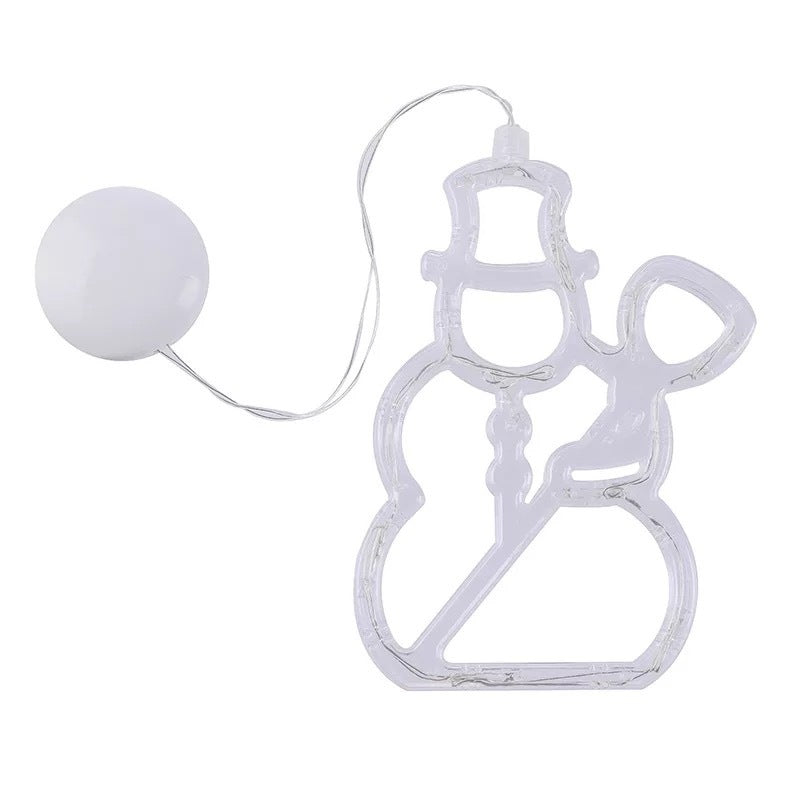 Lustre de LED com ventosa para Natal – Luzes de janela de Papai Noel, alce e boneco de neve para decoração de festas de fim de ano. 