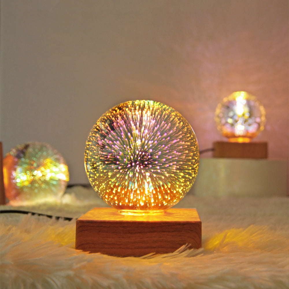 3D Firework Crystal Ball Night Light – Romantic Star LED Light for Home & Christmas Decor