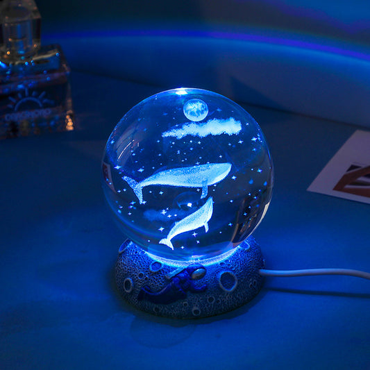 Crystal Ball with Luminous Resin Base - Elegant Decorative Piece