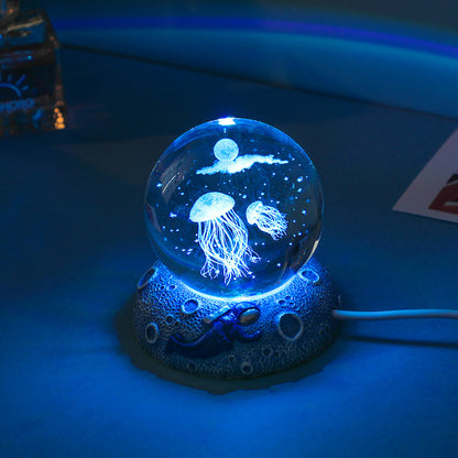 Crystal Ball with Luminous Resin Base - Elegant Decorative Piece