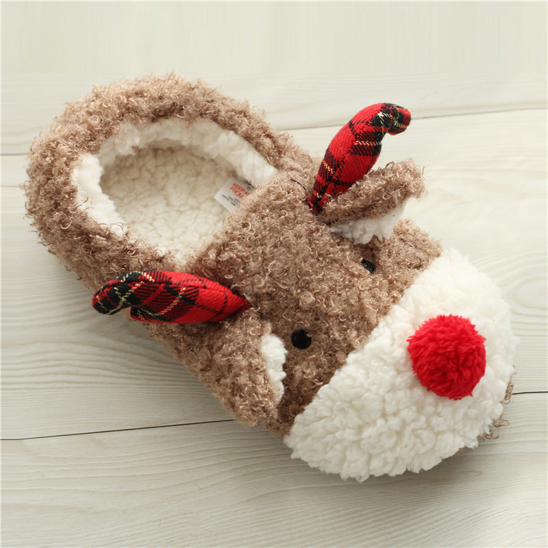 Cute Elk Cotton Slippers – Cozy Bag Heel Design for Women, Perfect for Autumn & Winter