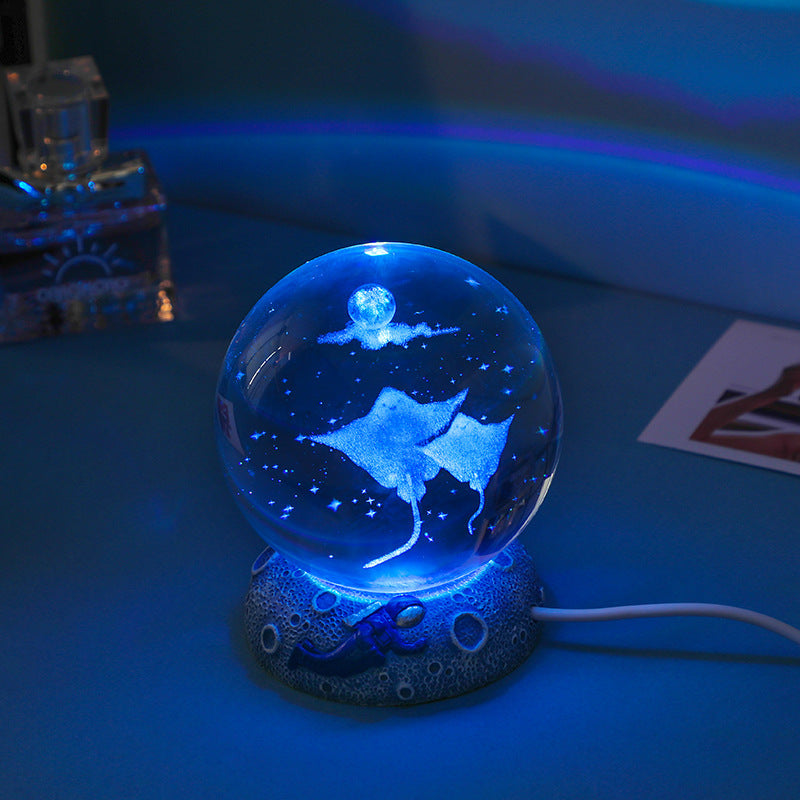 Crystal Ball with Luminous Resin Base - Elegant Decorative Piece