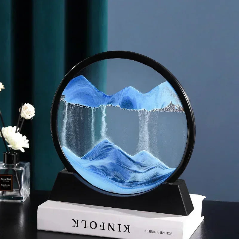 3D Moving Sand Art Glass Frame – Dynamic Deep Sea Sandscape | Quicksand Hourglass for Home & Office Decoration | Unique Gift Idea