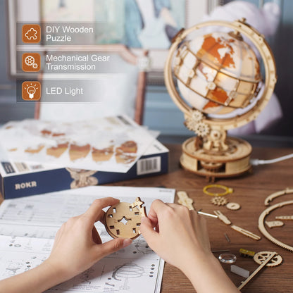 DIY 3D Wooden Globe Lamp Puzzle – Creative Building Kit | Functional Home Decor and Unique Gift Idea