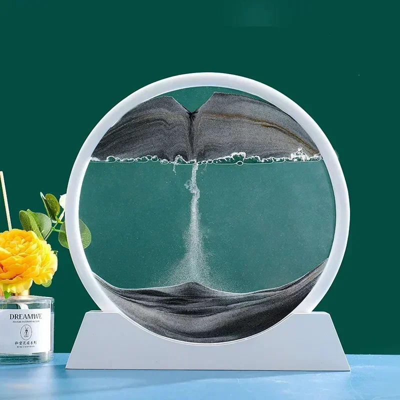 3D Moving Sand Art Glass Frame – Dynamic Deep Sea Sandscape | Quicksand Hourglass for Home & Office Decoration | Unique Gift Idea