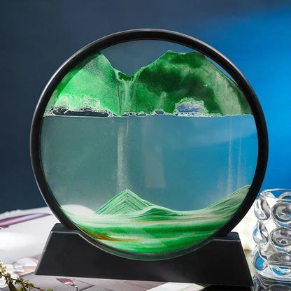 3D Moving Sand Art Glass Frame – Dynamic Deep Sea Sandscape | Quicksand Hourglass for Home & Office Decoration | Unique Gift Idea