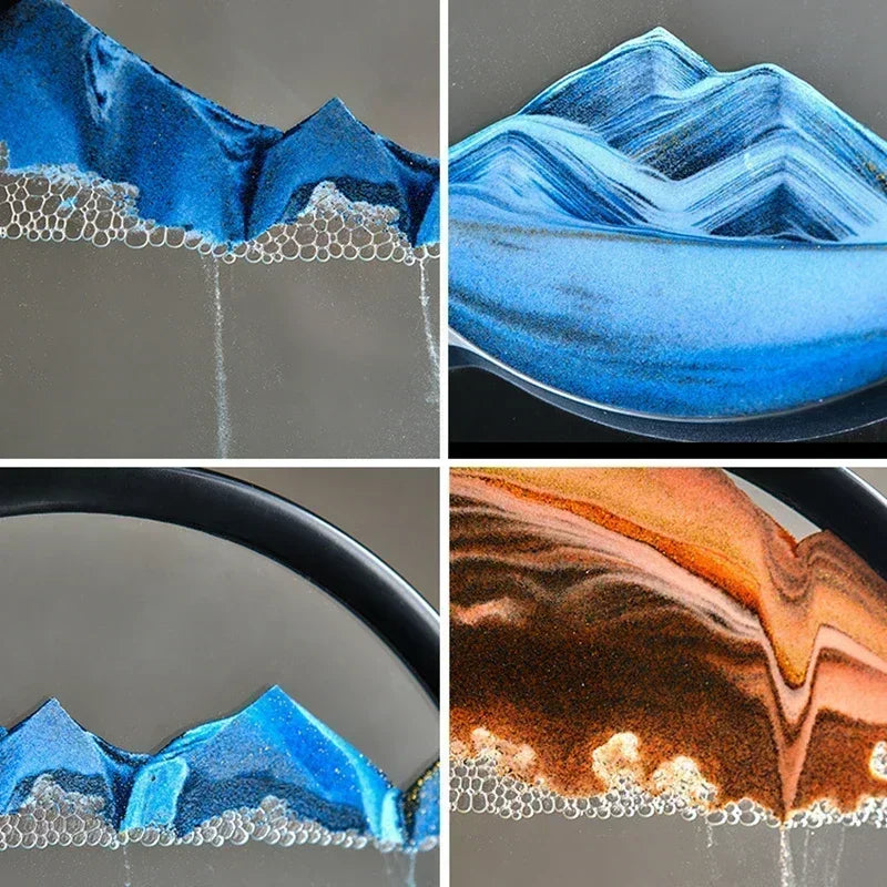 3D Moving Sand Art Glass Frame – Dynamic Deep Sea Sandscape | Quicksand Hourglass for Home & Office Decoration | Unique Gift Idea