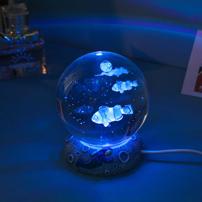 Crystal Ball with Luminous Resin Base - Elegant Decorative Piece