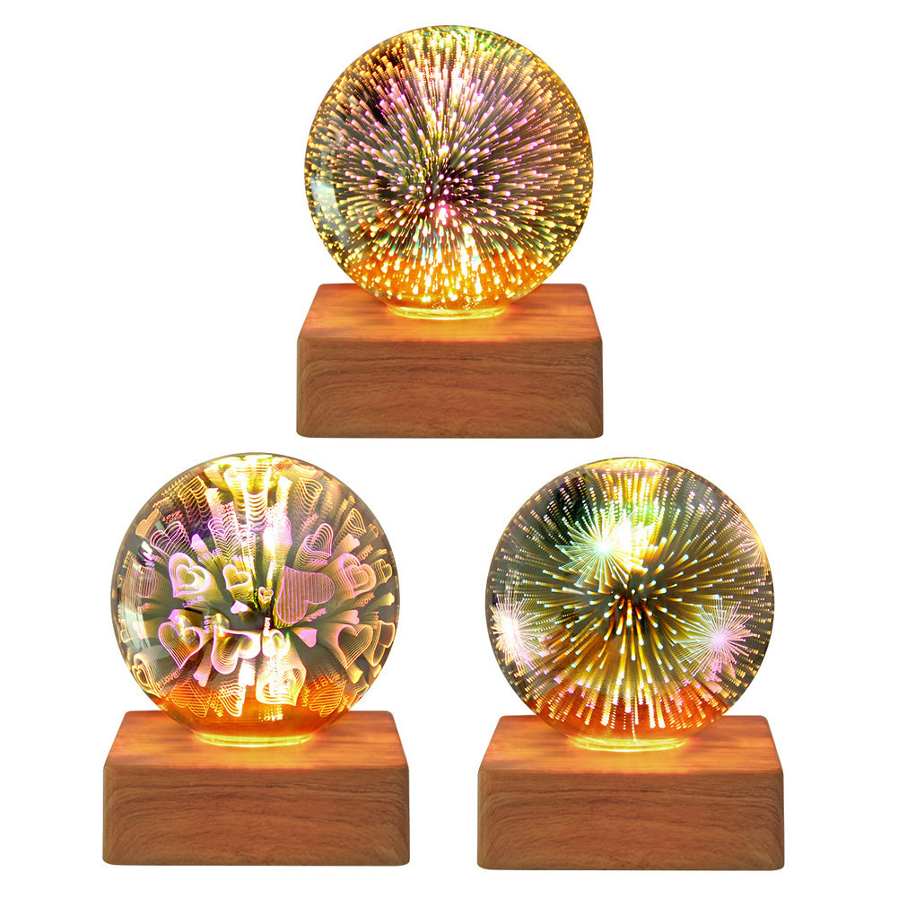 3D Firework Crystal Ball Night Light – Romantic Star LED Light for Home & Christmas Decor