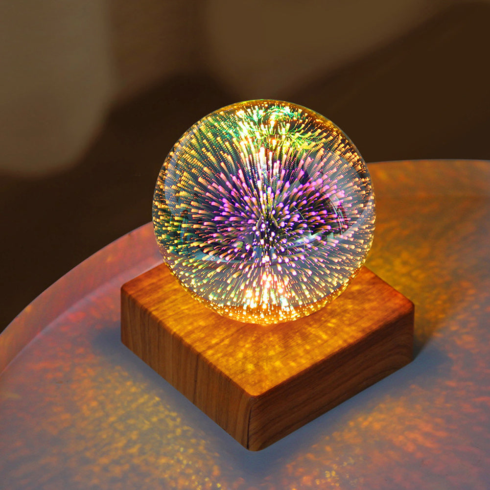 3D Firework Crystal Ball Night Light – Romantic Star LED Light for Home & Christmas Decor