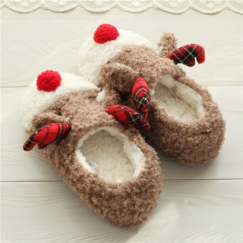 Cute Elk Cotton Slippers – Cozy Bag Heel Design for Women, Perfect for Autumn & Winter