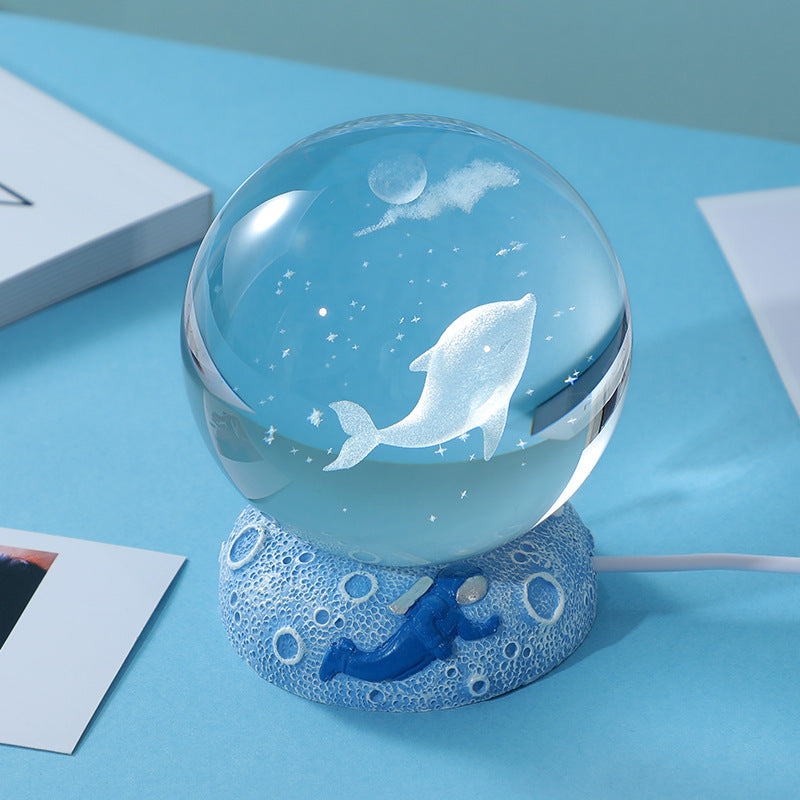 Crystal Ball with Luminous Resin Base - Elegant Decorative Piece