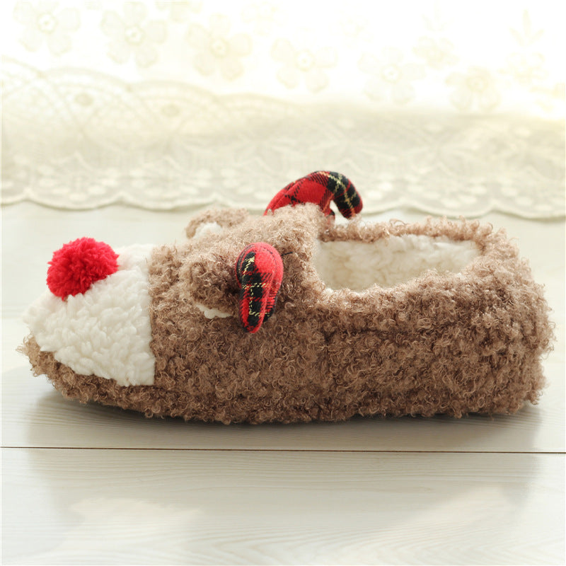 Cute Elk Cotton Slippers – Cozy Bag Heel Design for Women, Perfect for Autumn & Winter